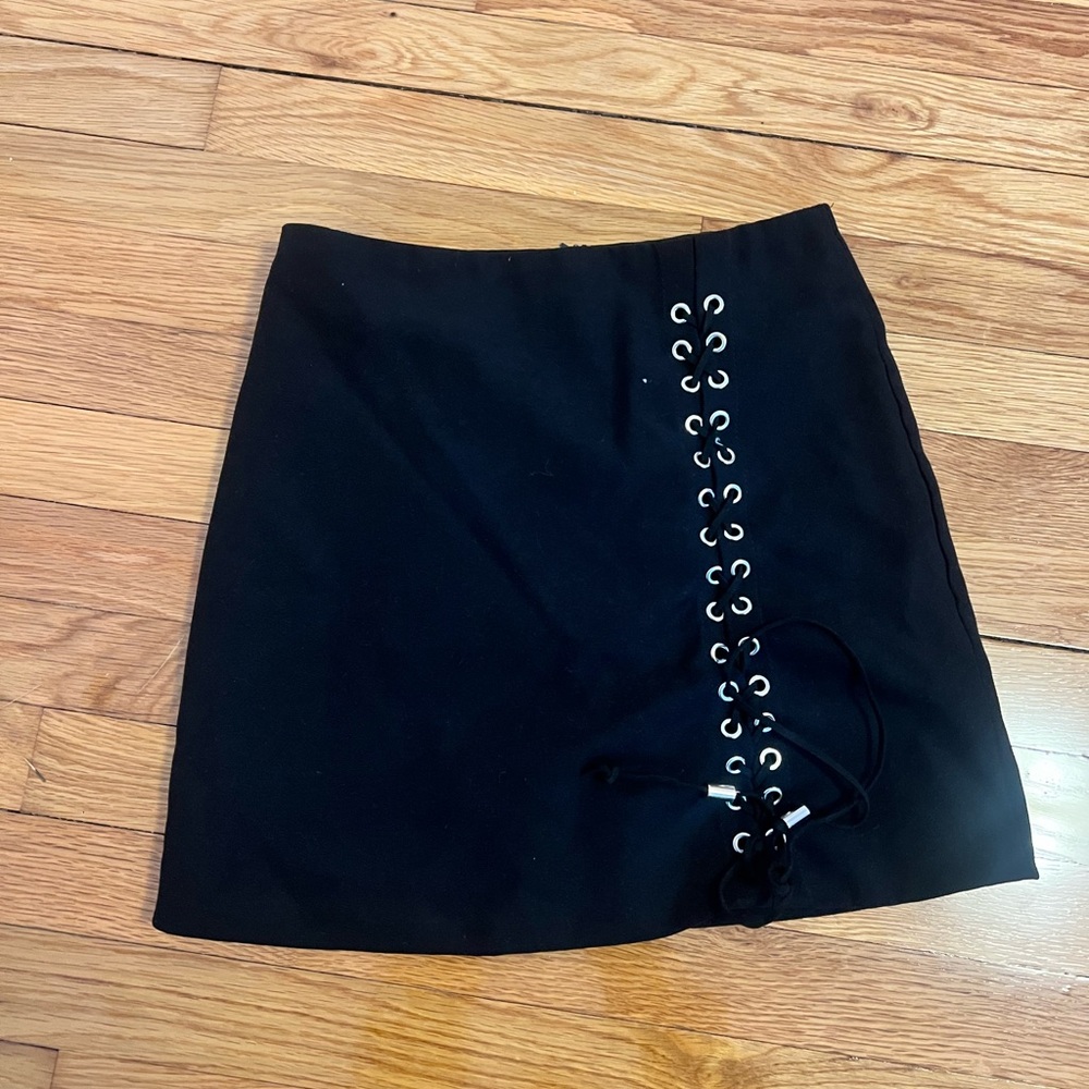 Black Lace-Up Skirt